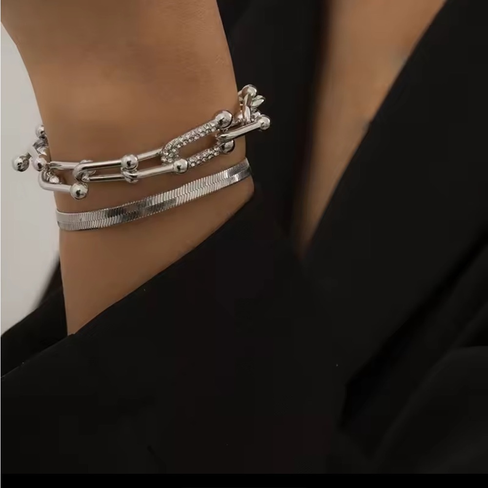 Silver Bracelets Set of 2